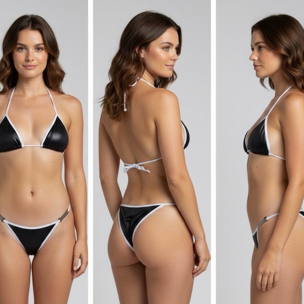 Black and White Women's Bikini Set
